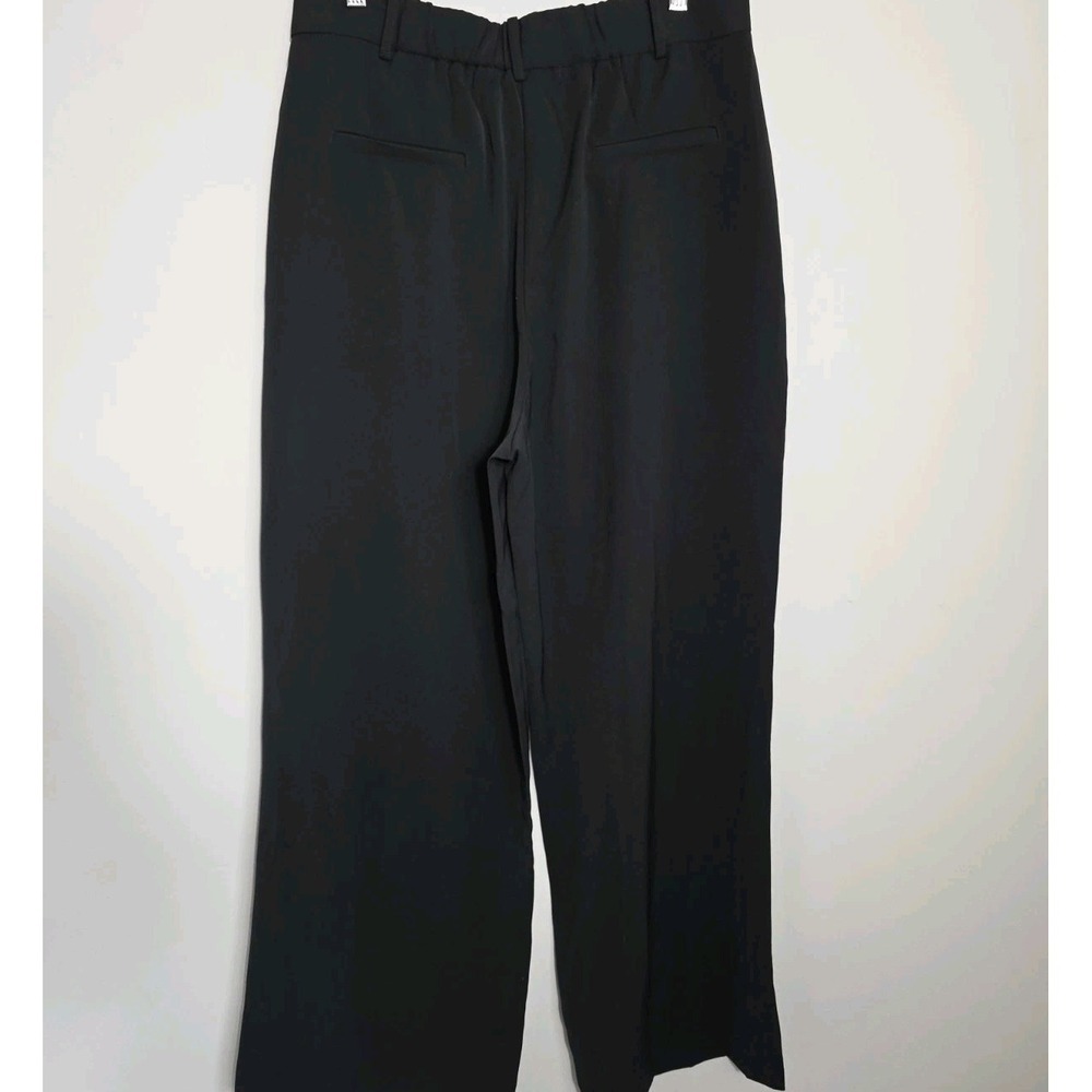 French Connection Wide Leg Trousers L Black High Rise NWT 30x27 Chic - Picture 3 of 13